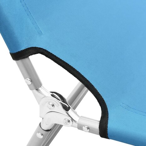 Ligbed inklapbaar staal en stof turquoiseblauw 6