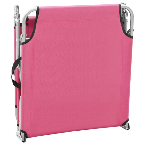 Ligbed inklapbaar staal en stof roze 5
