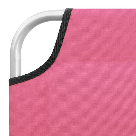 Ligbed inklapbaar staal en stof roze 7
