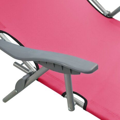 Ligbed met luifel staal roze 5