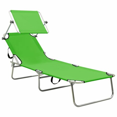 Ligbed inklapbaar met luifel aluminium groen 2