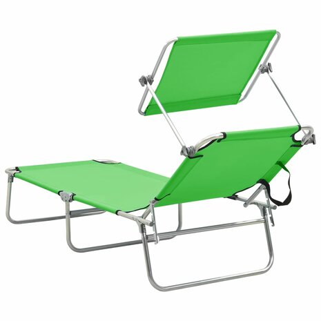 Ligbed inklapbaar met luifel aluminium groen 5