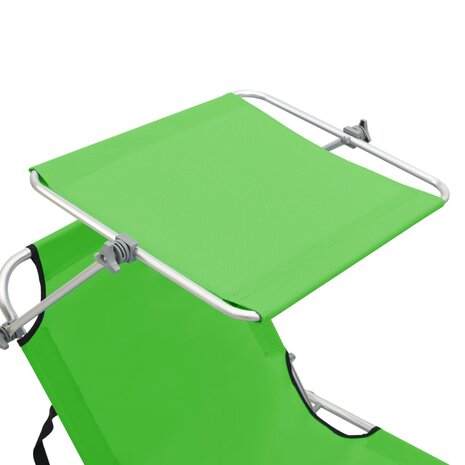 Ligbed inklapbaar met luifel aluminium groen 7