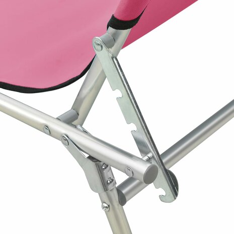Ligbed inklapbaar met luifel aluminium roze 8