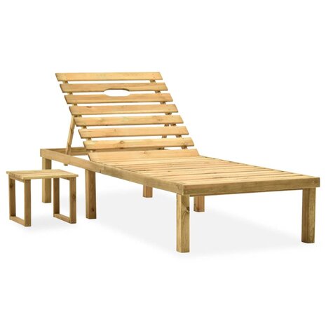 Ligbed met tafel geïmpregneerd grenenhout 1