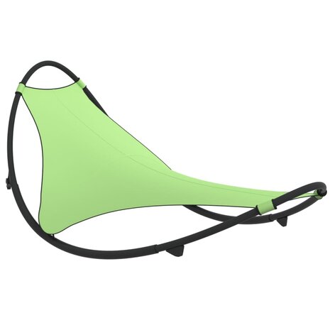 Ligbed schommelend met wieltjes staal en textileen stof groen 2