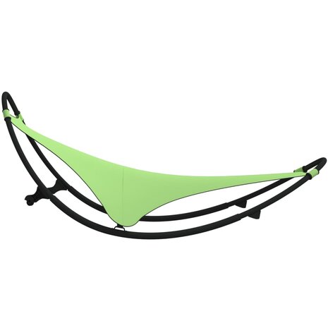 Ligbed schommelend met wieltjes staal en textileen stof groen 4