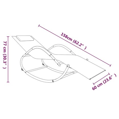Ligbed schommelend staal en textileen grijs 6