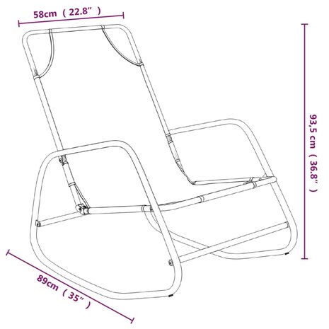 Ligbed schommelend staal en textileen crèmekleurig 6
