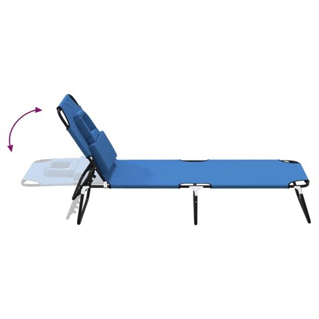 Ligbed inklapbaar oxford stof en gepoedercoat staal blauw 6