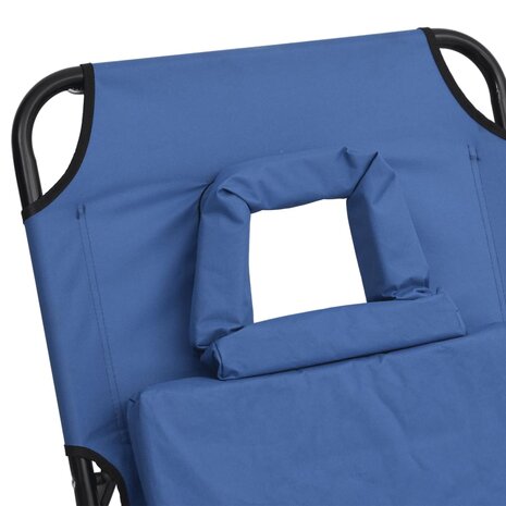 Ligbed inklapbaar oxford stof en gepoedercoat staal blauw 8
