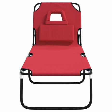Ligbed inklapbaar oxford stof en gepoedercoat staal rood 3
