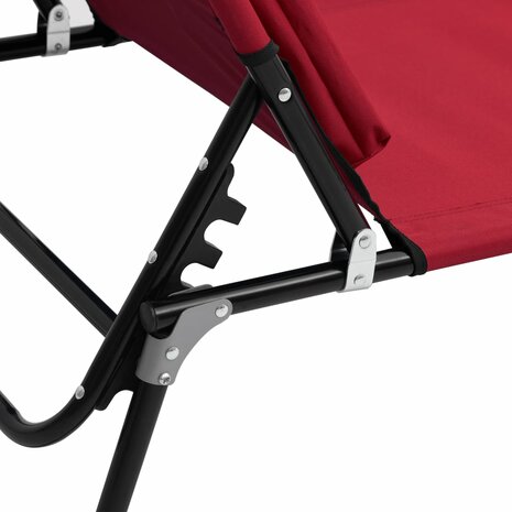 Ligbed inklapbaar oxford stof en gepoedercoat staal rood 9