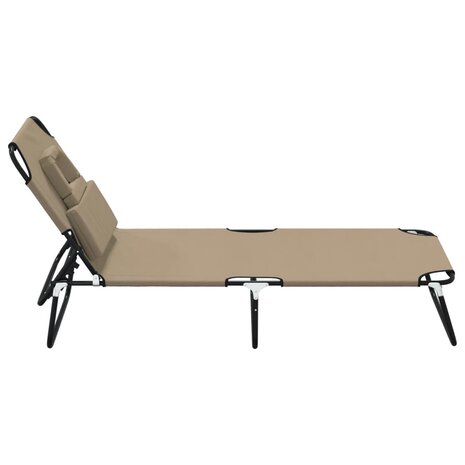 Ligbed inklapbaar oxford stof en gepoedercoat staal taupe 4
