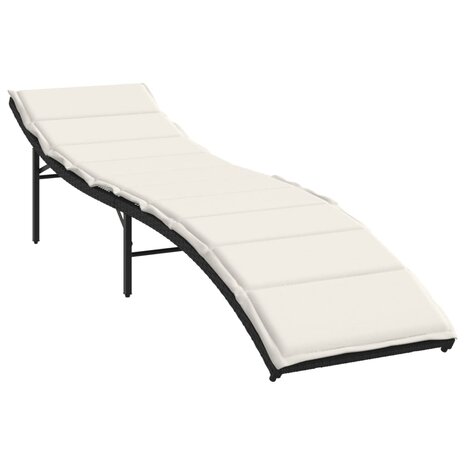 Ligbed met kussen 55x199x50 cm poly rattan zwart 2