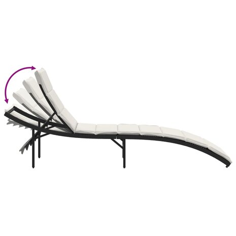 Ligbed met kussen 55x199x50 cm poly rattan zwart 7