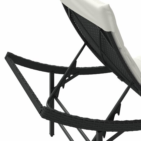 Ligbed met kussen 55x199x50 cm poly rattan zwart 8