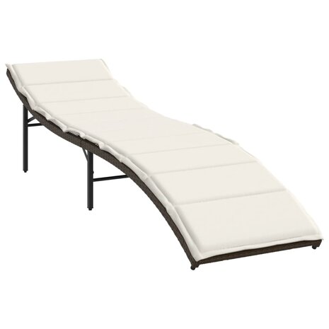 Ligbed met kussen 55x199x50 cm poly rattan bruin 2