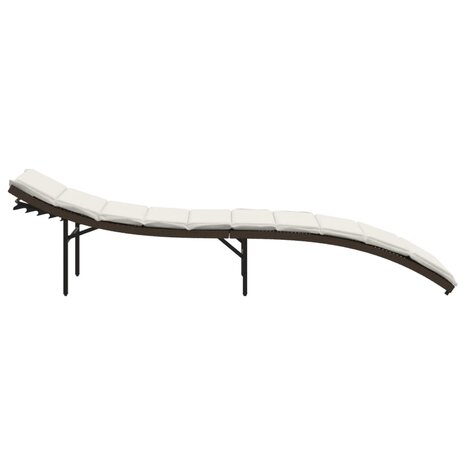 Ligbed met kussen 55x199x50 cm poly rattan bruin 5