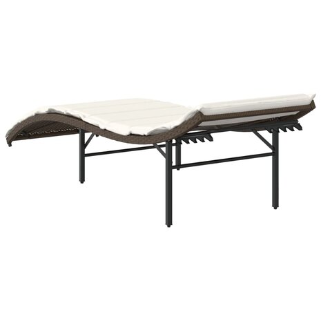 Ligbed met kussen 55x199x50 cm poly rattan bruin 6