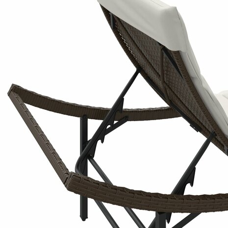 Ligbed met kussen 55x199x50 cm poly rattan bruin 8