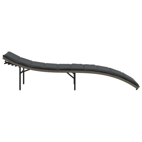 Ligbed met kussen 55x199x50 cm poly rattan grijs 5