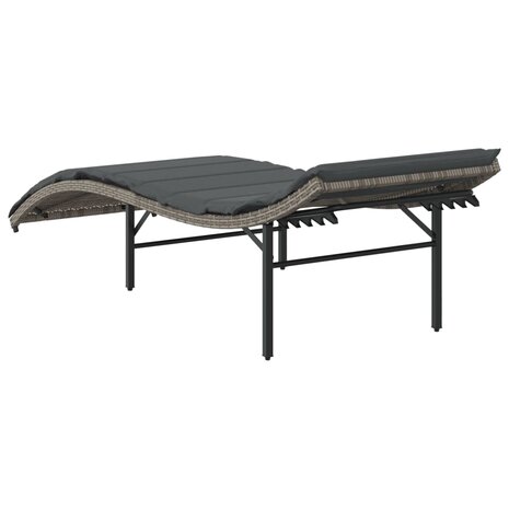 Ligbed met kussen 55x199x50 cm poly rattan grijs 6