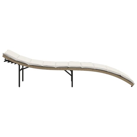 Ligbed met kussen 55x199x50 cm poly rattan beige 5