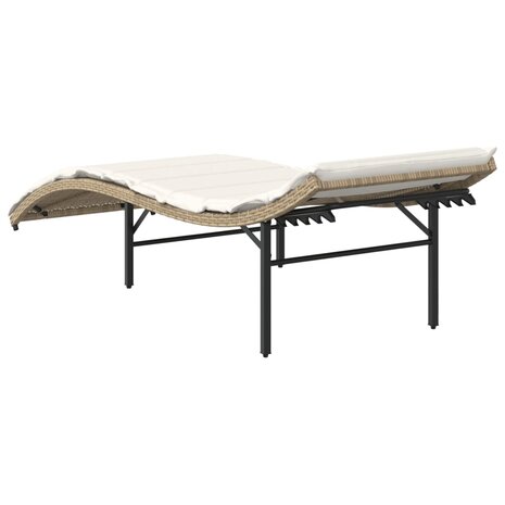 Ligbed met kussen 55x199x50 cm poly rattan beige 6