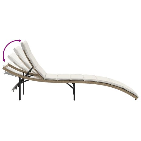 Ligbed met kussen 55x199x50 cm poly rattan beige 7