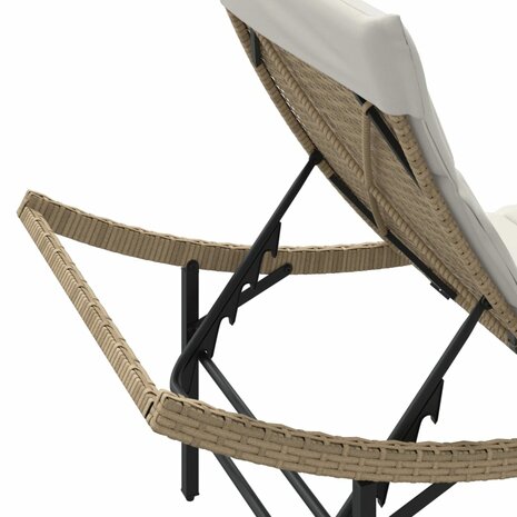 Ligbed met kussen 55x199x50 cm poly rattan beige 8
