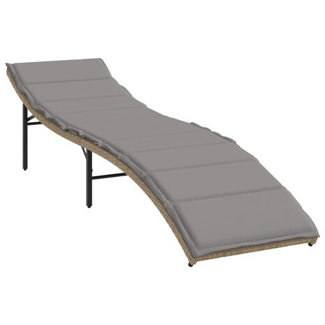Ligbed met kussen 55x199x50 cm poly rattan beige 2