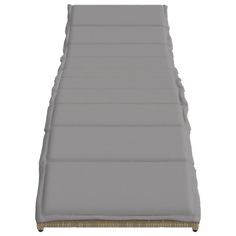 Ligbed met kussen 55x199x50 cm poly rattan beige 4