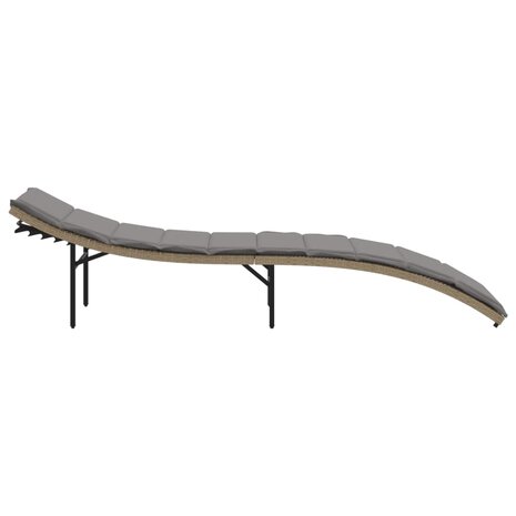 Ligbed met kussen 55x199x50 cm poly rattan beige 5