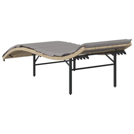Ligbed met kussen 55x199x50 cm poly rattan beige 6