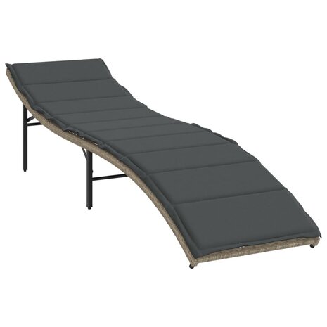 Ligbed met kussen 55x199x50 cm poly rattan lichtgrijs 2