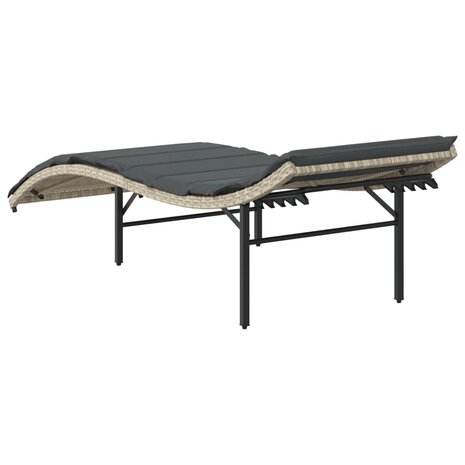 Ligbed met kussen 55x199x50 cm poly rattan lichtgrijs 6