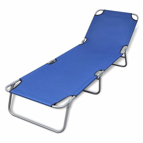 Ligbed inklapbaar gepoedercoat staal blauw 1