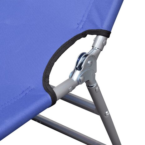 Ligbed inklapbaar met hoofdkussen gepoedercoat staal blauw 5