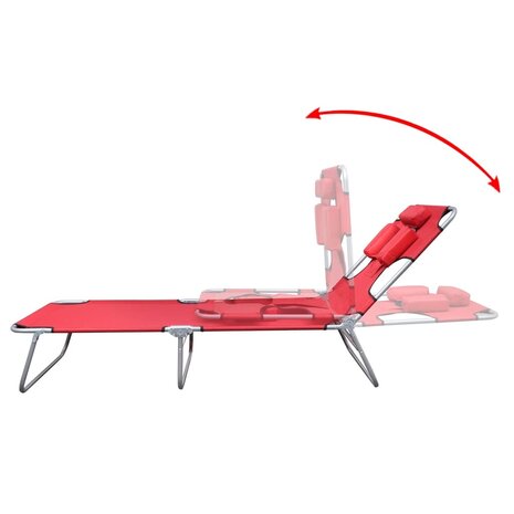 Ligbed inklapbaar met hoofdkussen gepoedercoat staal rood 3