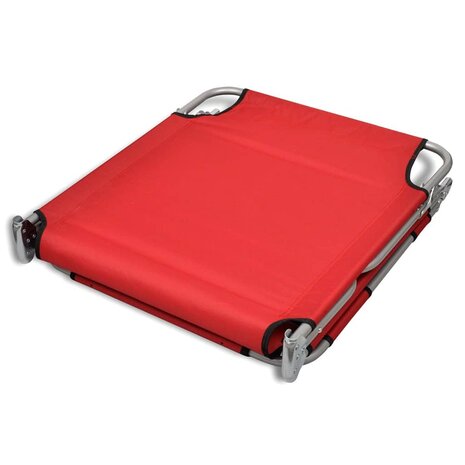 Ligbed inklapbaar met hoofdkussen gepoedercoat staal rood 6
