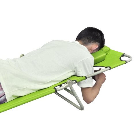 Ligbed inklapbaar met hoofdkussen gepoedercoat staal groen 4
