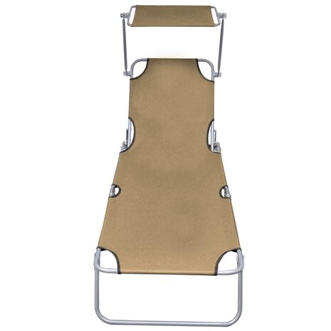 Ligbed met luifel inklapbaar staal taupe 2