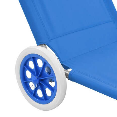 Ligbed met luifel en wieltjes inklapbaar staal blauw 8
