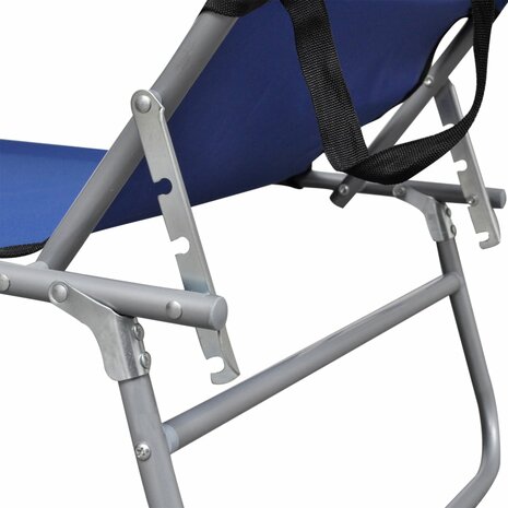Ligbed inklapbaar met luifel aluminium blauw 5