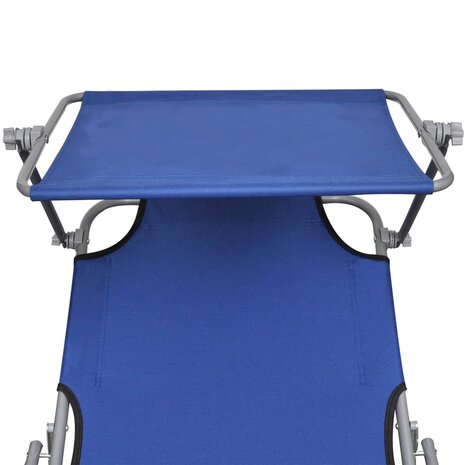 Ligbed inklapbaar met luifel aluminium blauw 6