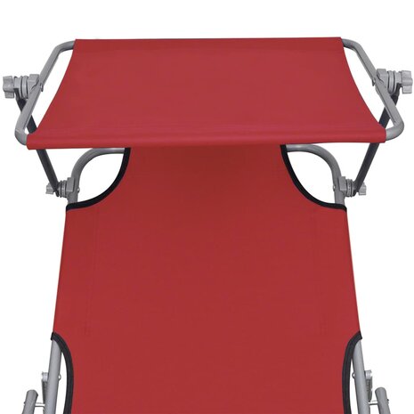 Ligbed inklapbaar met luifel aluminium rood 6