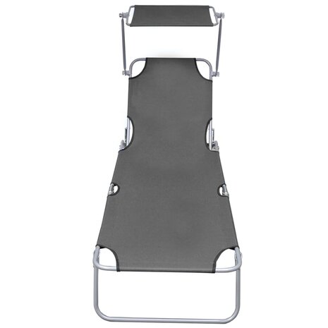 Ligbed inklapbaar met luifel aluminium grijs 3