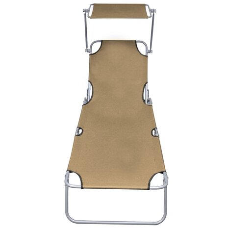 Ligbed inklapbaar met luifel aluminium taupe 2