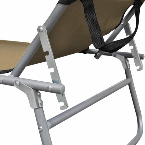 Ligbed inklapbaar met luifel aluminium taupe 5